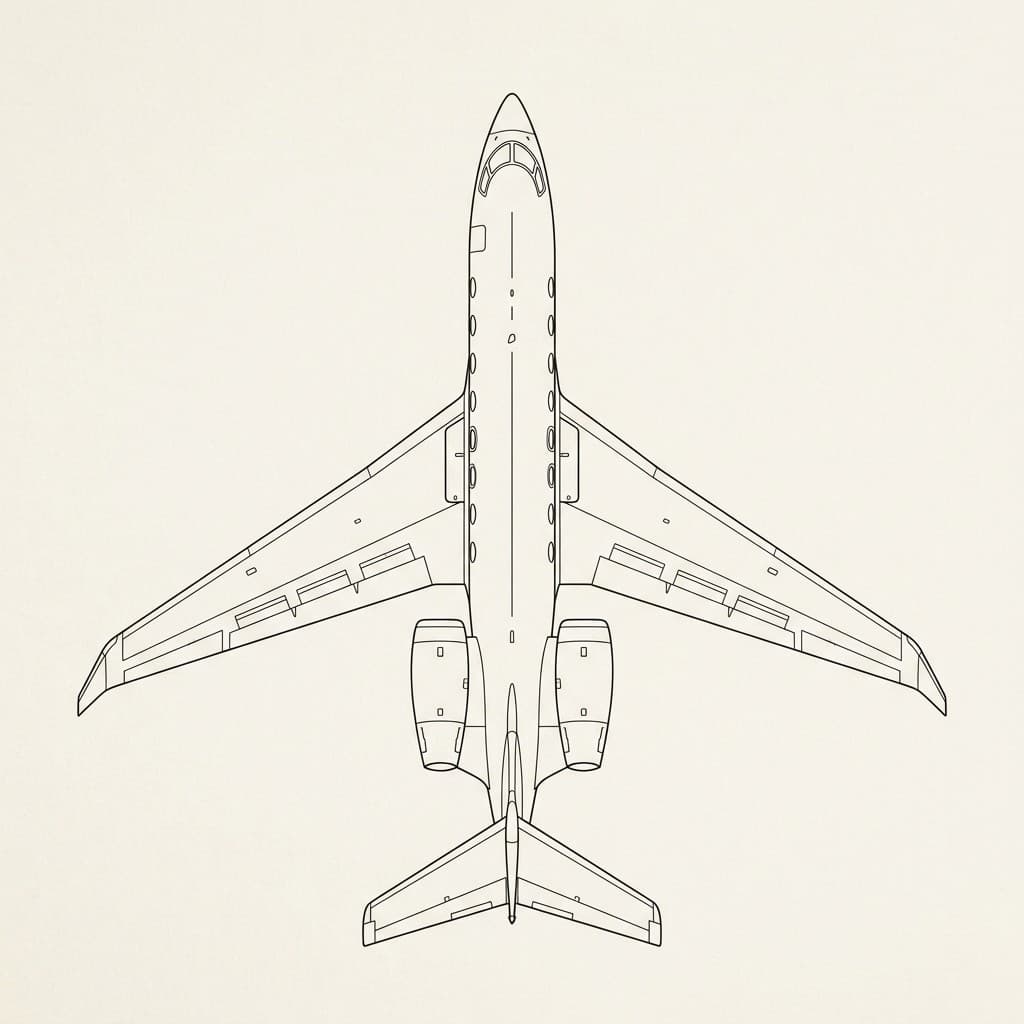 Top-view technical illustration of the Gulfstream G650ER